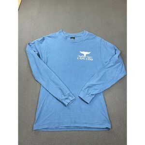 Hanes Shirt Mens Small Blue Cape Cod Whale Graphic Long Sleeve‎ Beefy-T 90s vtg